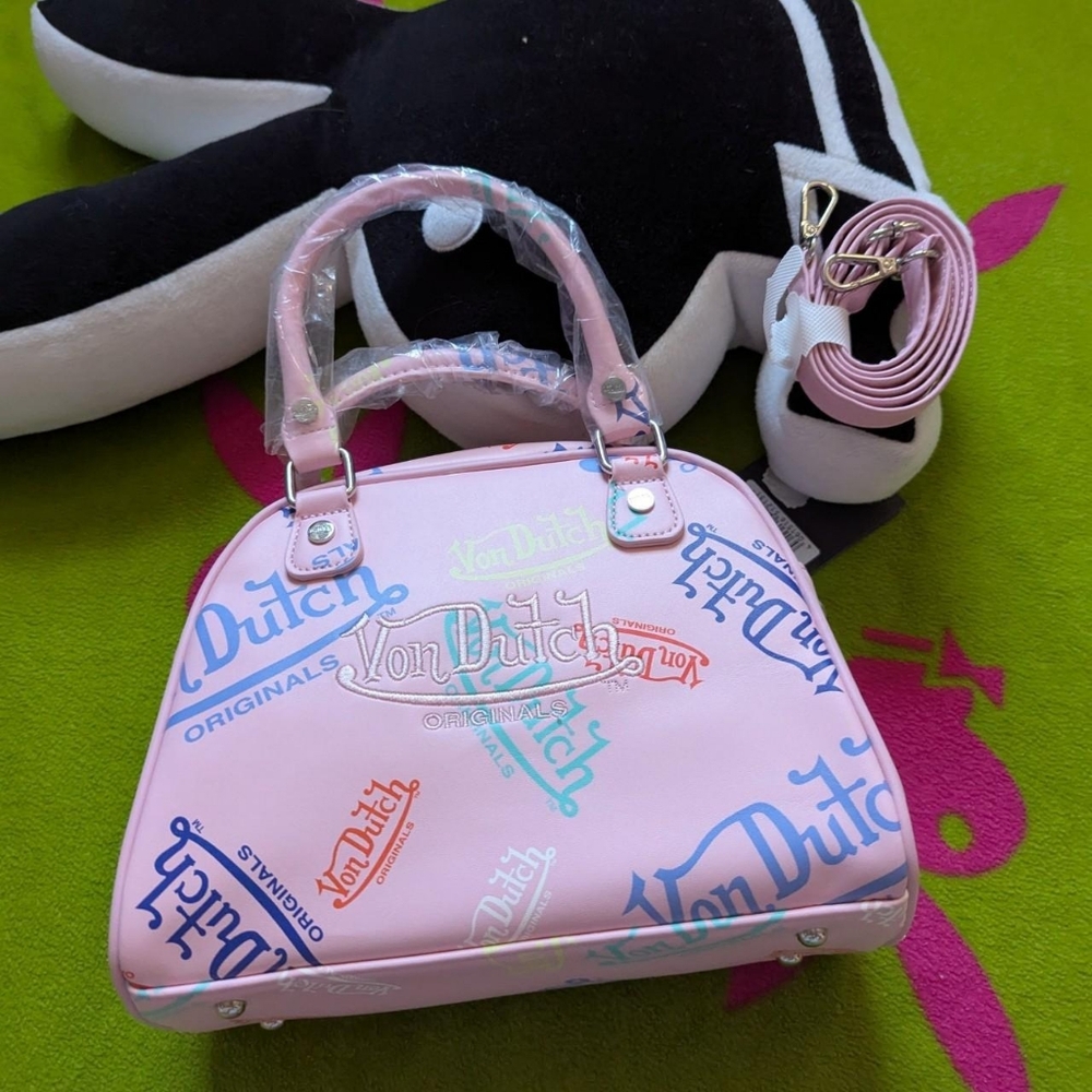 Von Dutch light pink purse all over print